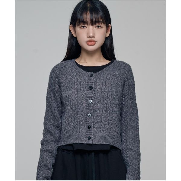 CHICKS 유즈 케이블 가디건 Charcoal
