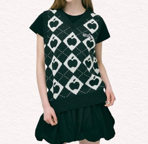 널디 NDY N-플 스웨터 베스트 블랙아이보리 PNEF24NT02 302905