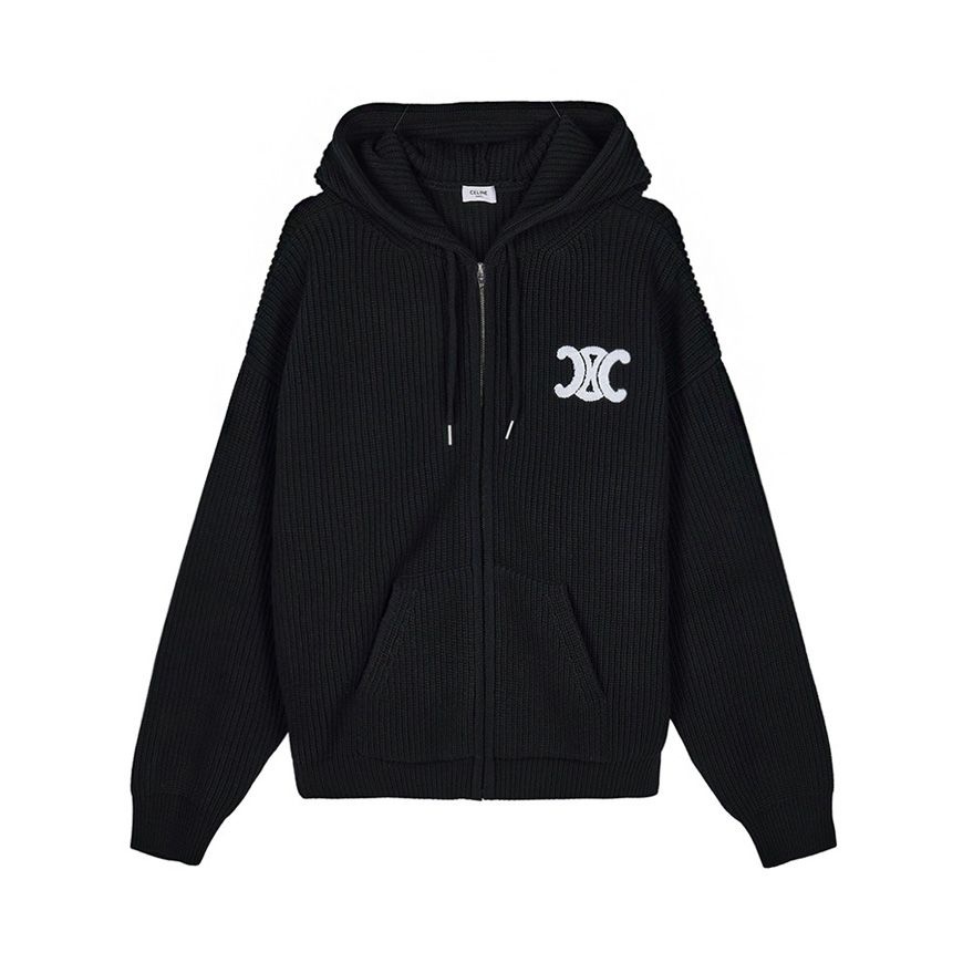 셀린느 [라벨루쏘] FW25 남성 리브드 울 후드 가디건 RY0JF0ZTQ 38NO