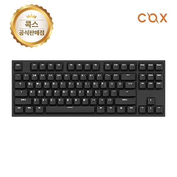 [COX] 유선 기계식 미니키보드, CK87 Slim LP PBT, 청축 [블랙/USB]