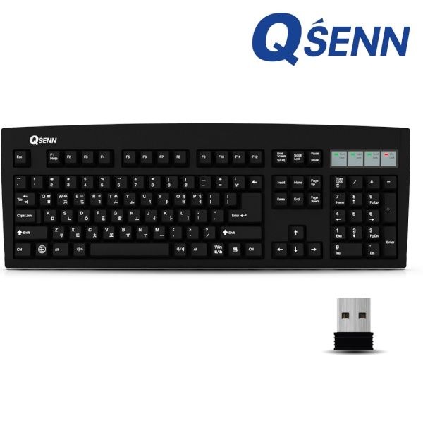 QSENN 무선키보드 SEM-DT35W 무선 윤활 블랙 키스킨포함
