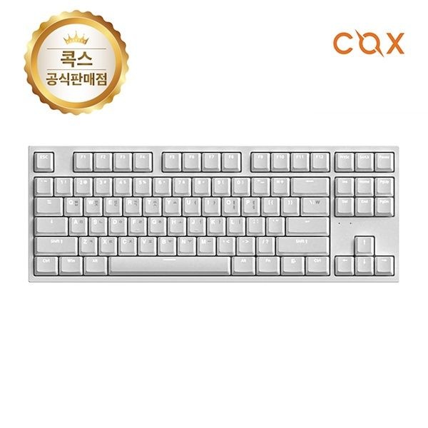 [COX] 유선 기계식 미니키보드, CK87 Slim LP PBT, 청축 [화이트/USB]