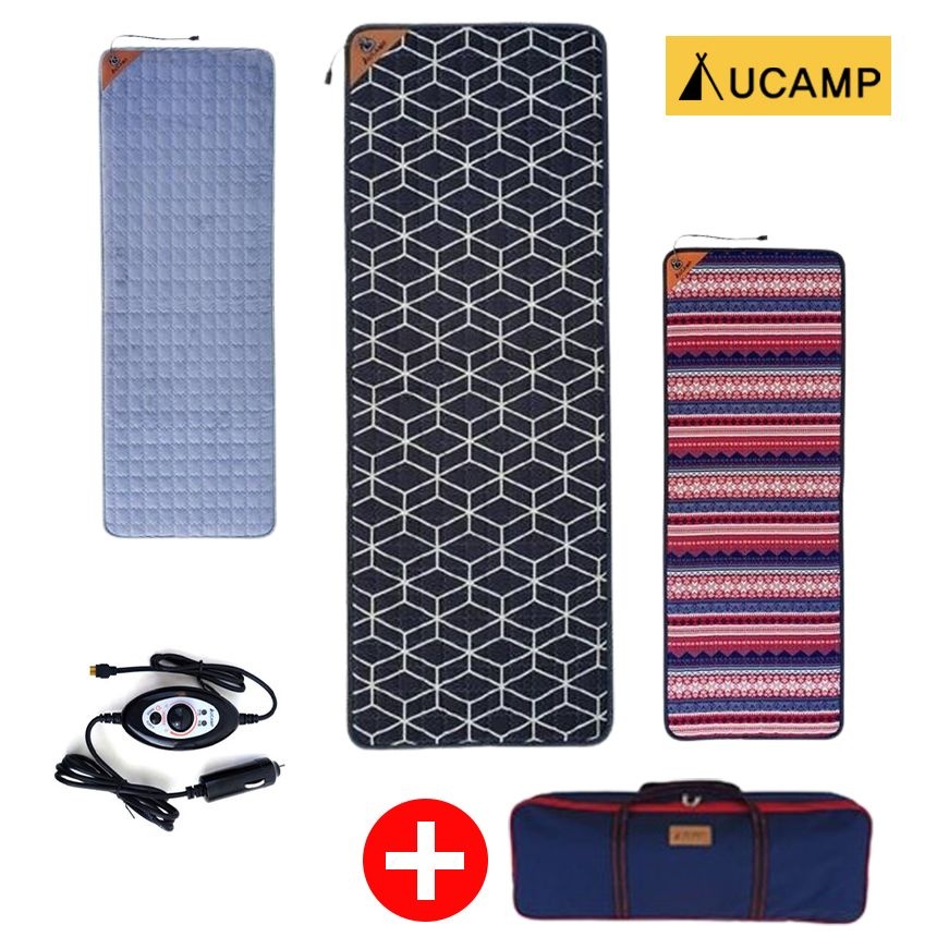 유캠프 DC 12V 전기매트 탄소 온열 매트 차박 캠핑 차량용 시거잭 전기장판  1인용 2인용 세트