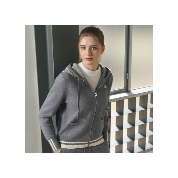 힐크릭 [힐크릭] 여성골프웨어 겨울니트 니트 셋업 집업 스웨터 1HCSWWU904GRY