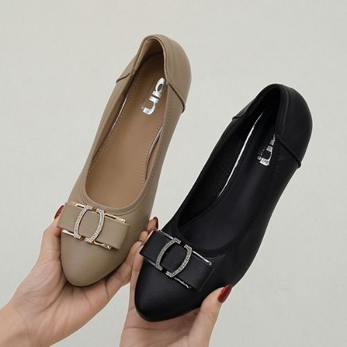 (천연소가죽) 큐빅리본 키높이 실버굽 펌프스 로퍼 4.5cm