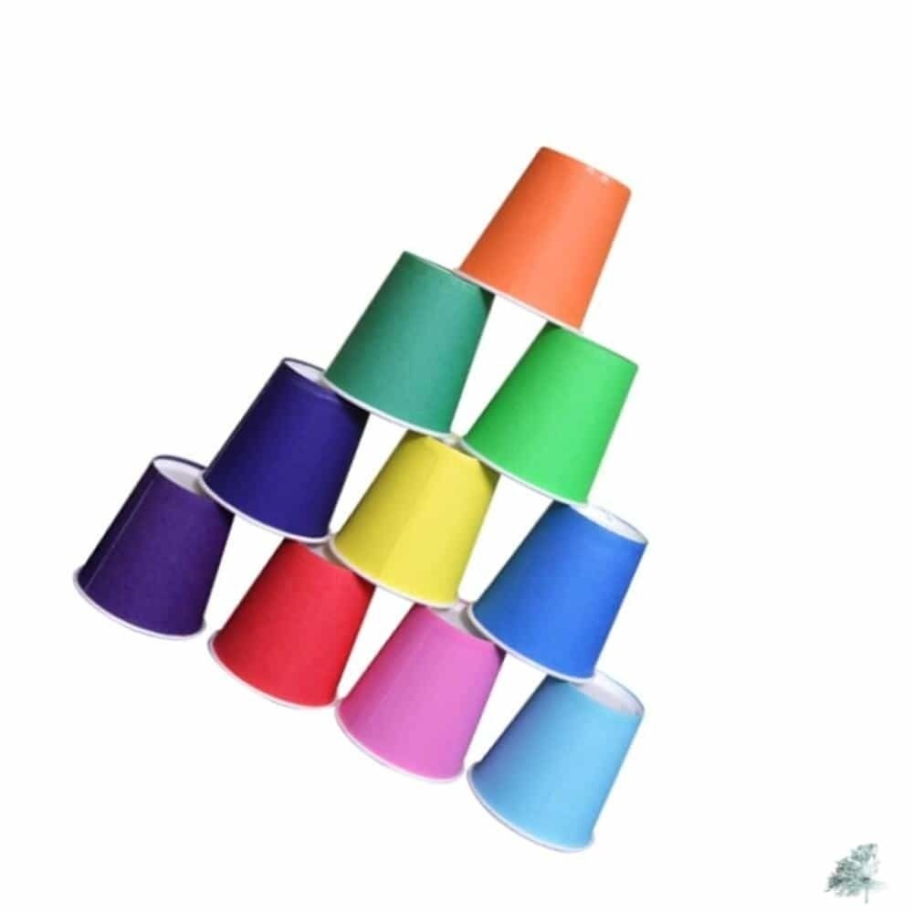 [컬러웨이브OEM][오늘출발] 캔캔토토 칼라종이컵 흰색 184그램 50개입 컵쌓기놀이 만들기재료 공예재료