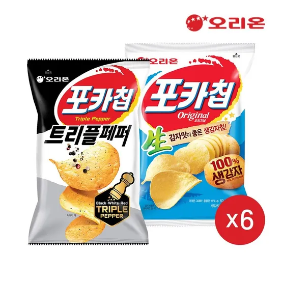 오리온 포카칩 트리플페퍼 60g 6개 + 오리지널 66g 6개