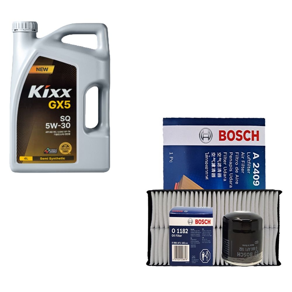 킥스 K5 TF 2.0 가솔린 세타엔진 킥스 GX5 5W30 4L 엔진오일 보쉬 필터 세트