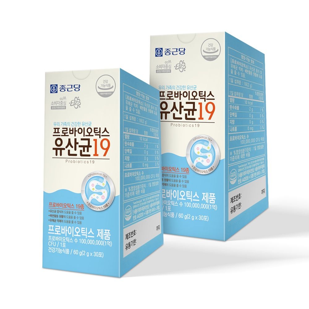 종근당 프로바이오틱스 유산균 19 30포 2개 / 신바이오틱스 락토바실러스 비피더스 임산부 어린이