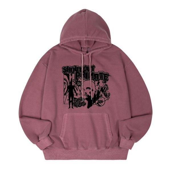 PRIMATE PRIMATE SHOUT OUT 피그먼트 오버핏 후드티셔츠 4 COLORS