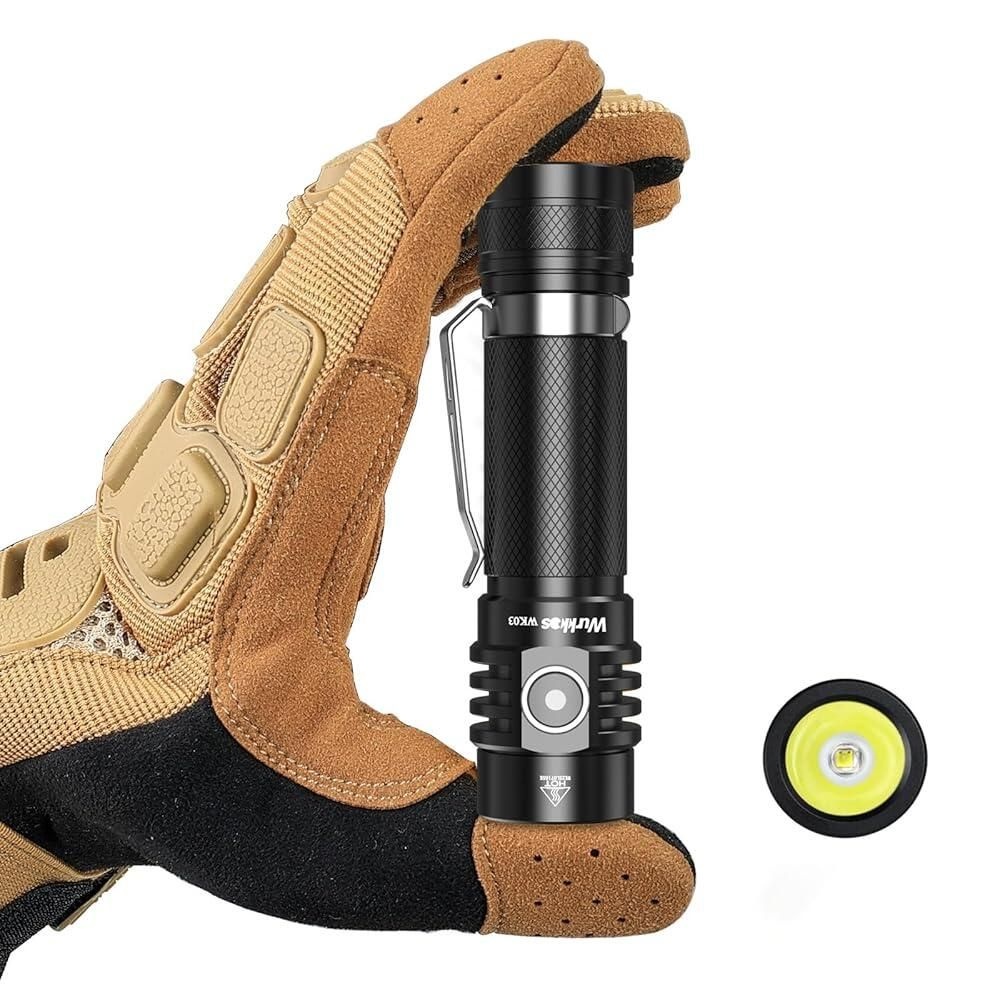 [해외] Wurkkos 손전등 WK03-1800 하이 루멘 손전등, SST-40 LED 90CRI 217M 6000K IP68 방수 LED 손전등, EDC 포켓 손전등, 캠핑, 가정, 비