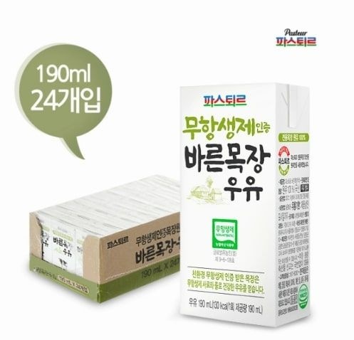 무항생제인증바른목장우유190ml24입