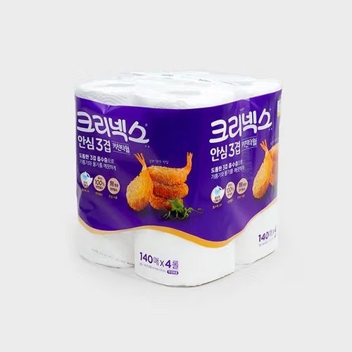 [온누리7%혜택]크리넥스 안심 3겹 키친타올 140매x4롤 - 2개