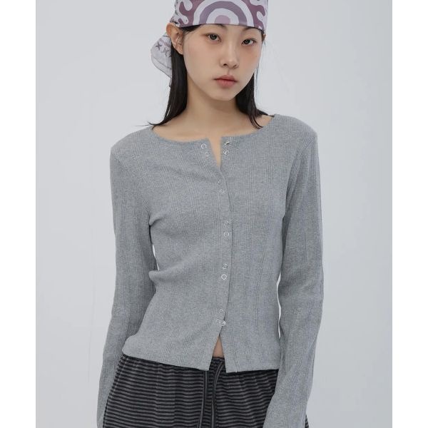 CHICKS CHICKS 스냅 가디건 멜란지