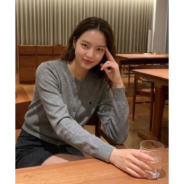 CHICKS CHICKS 데일리 스타 라운드 가디건 그레이