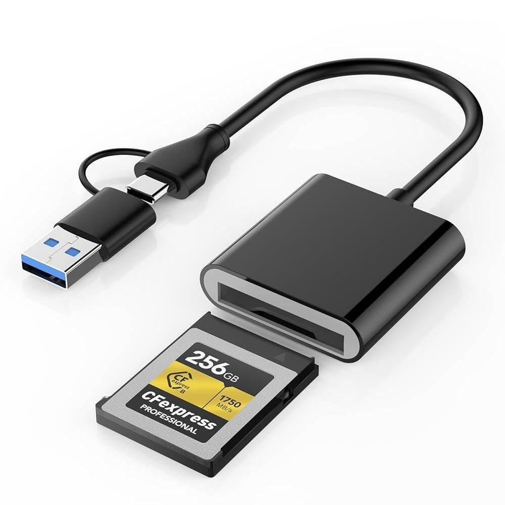 [해외] CFexpress 타입 B 카드 리더기, USB 3.2 (Gen 2) 10Gbps, USB-C&USB-A 2-in-1 타입 B CFexpress 어댑터, 윈도우/맥/리눅스/안드로이드