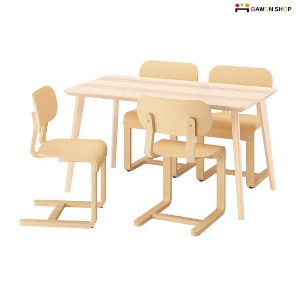 이케아 [이케아] LISABO/LYCKAN 4인용 원목 사각 테이블세트/식탁세트