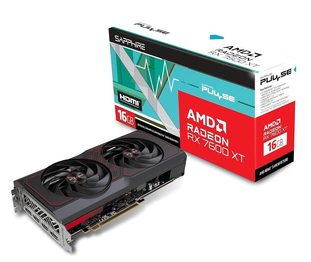 [해외] Sapphire 11339-04-20G 펄스 AMD 라데온 RX 7600 XT 게이밍 그래픽 카드, 16GB GDDR6, AMD RDNA 3 포함