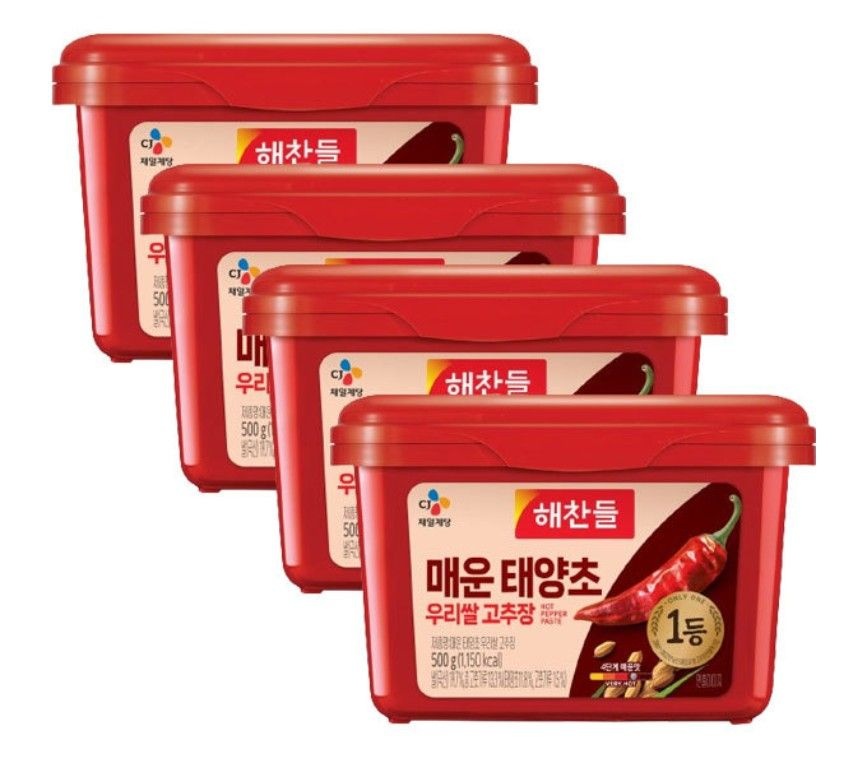 대상 맵부심 해찬들 태양초고추장 매운태양초 우리쌀 고추장 500g 4개