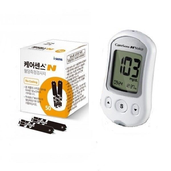 케어센스N(보이스) 혈당측정기+시험지300매+채혈침300개+알콜솜300매 당뇨소모성재료 사용기한2027년08월