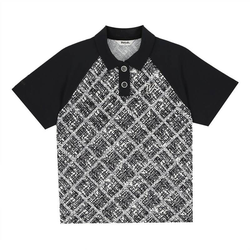 볼빅 여성 골프웨어 티셔츠 국내매장정품 볼빅 여성 골프웨어 티셔츠 시그니처 프린트배색 VLTSP503_BK