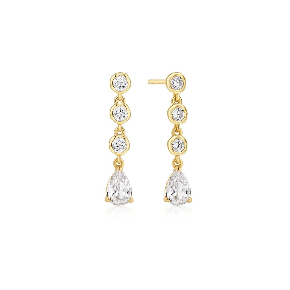 아니아하이에 [1월23일출고]골드 몰튼 캐스케이드 베젤 세팅 925 실버 티어드롭 스터드 귀걸이 E074-07G