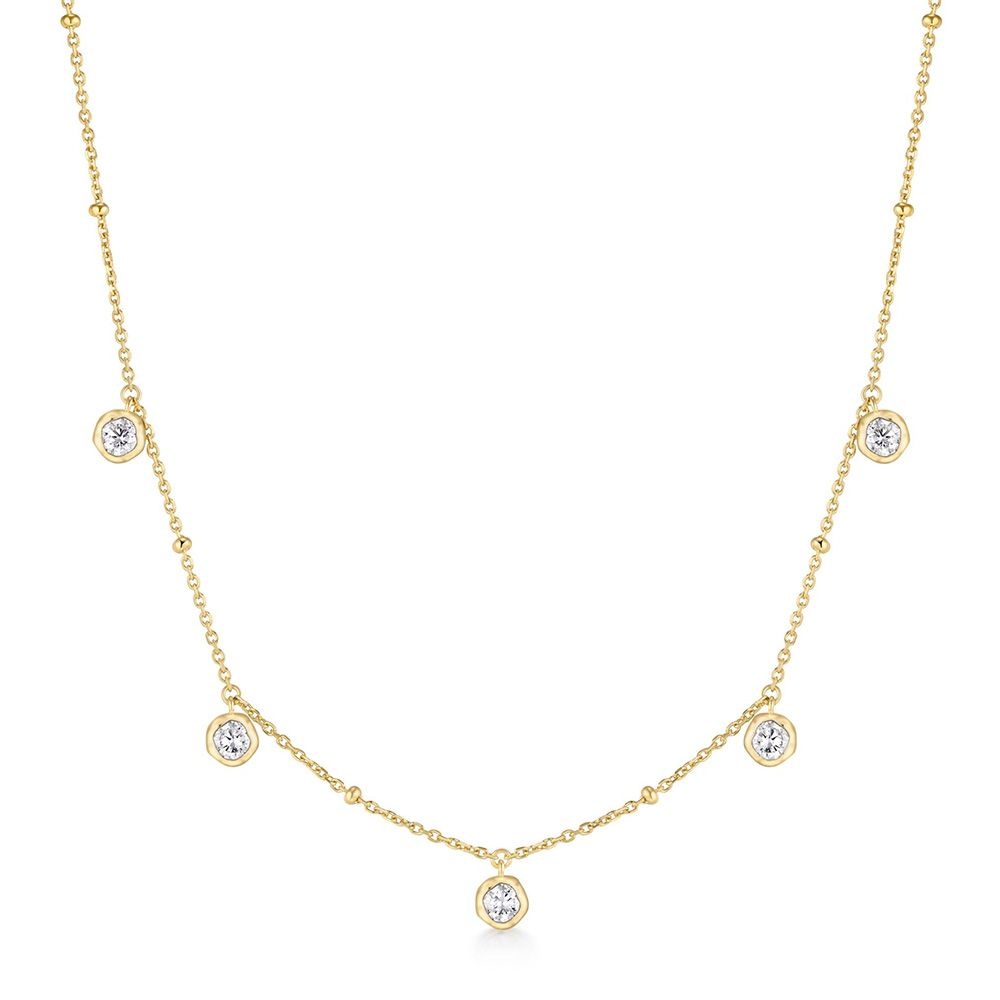 아니아하이에 [1월23일출고]골드 몰튼 베젤 세팅 드롭렛 스테이션 925 실버 목걸이 N074-07G