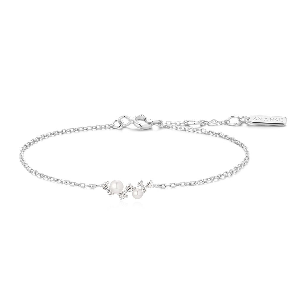 아니아하이에 [1월23일출고]실버 쉘 펄 클러스터 925 실버 팔찌 B074-03H