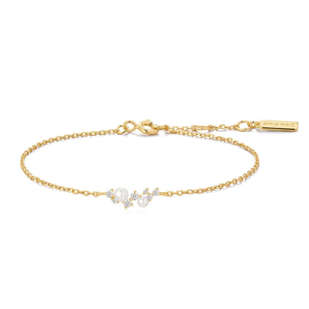 아니아하이에 [1월23일출고]골드 쉘 펄 클러스터 925 실버 팔찌 B074-03G