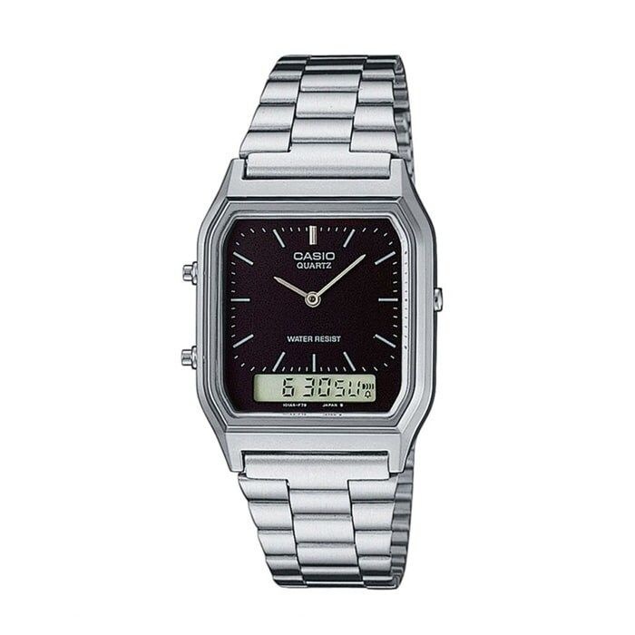 카시오 AQ-230A-1D 정품 공용 스퀘어 메탈 손목 시계