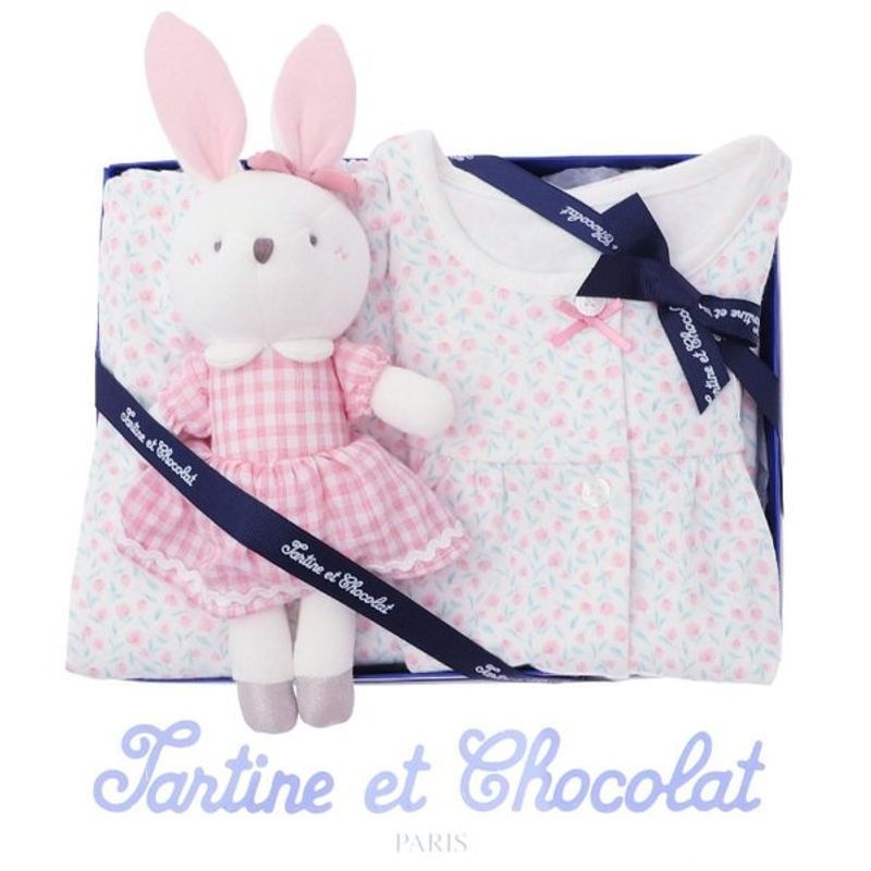 [갤러리아] (쇼콜라,임신,출산,백일,돌,조카)잔꽃내의+제이니딸랑이 2종세트