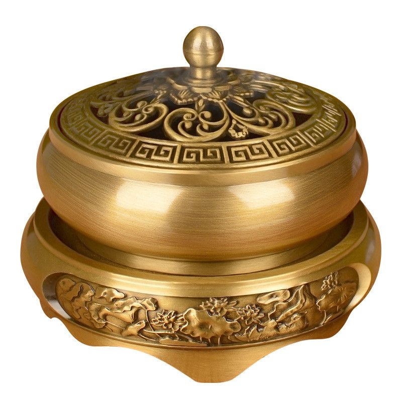 [해외] 침향 백단향 아로마 가정용 구리 향로 실내 명상 인테리어용 전통 향꽂이 소형 황동 홀더