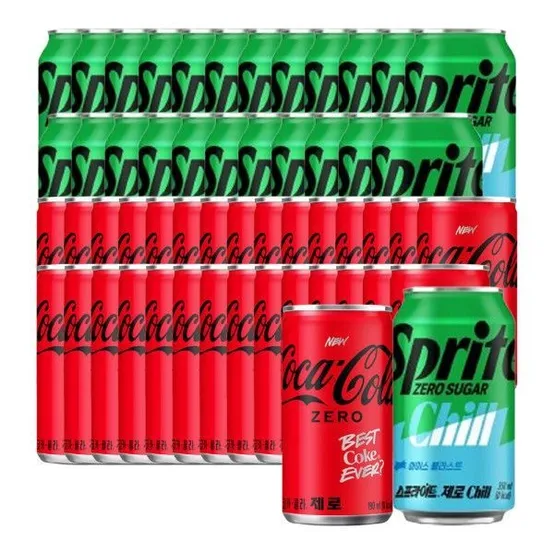 코카콜라제로 190ml x 30캔 +스프라이트 제로 Chill 350ml x 24캔
