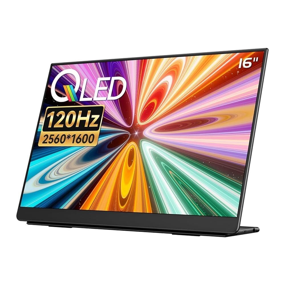 [해외] E홈 WEI Q5 휴대용 120Hz 2.5K LG QLED 16인치 게이밍 모니터 2560 x 1600 400Nits HDR 100% DCI-P3 16:10 와이드 스크린 15