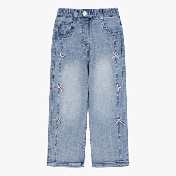 [셀러허브 1]치크 HC04 리본이 귀여운 세미와이드 기모데님 리본이 귀여운 세미와이드 기모데님 CKTJ25T82