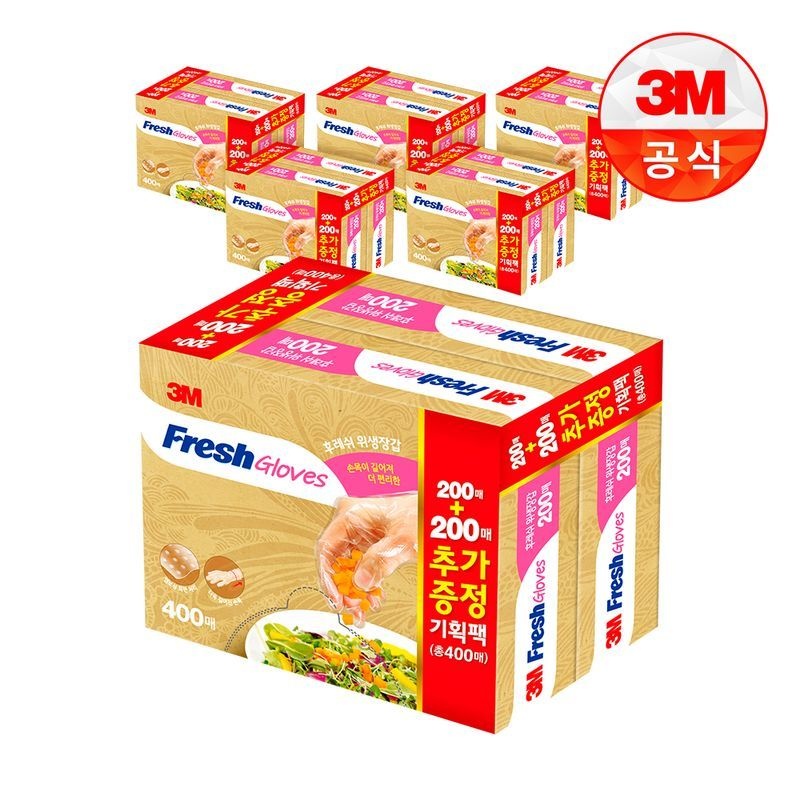 3M [3M]후레쉬 위생장갑(200+200매) x 6개