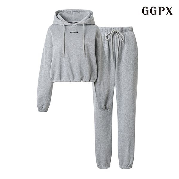 GGPX 패치 기모 후드 조거 롱 팬츠 셋업 (GODOW025D)