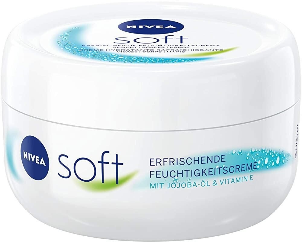 [해외] Nivea NIVEA Soft erfrischende Feuchtigkeitscreme (200 ml), pflegende 소프트 크림 비타민 E 및 호호바-Öl, schnell einziehende Hautcreme