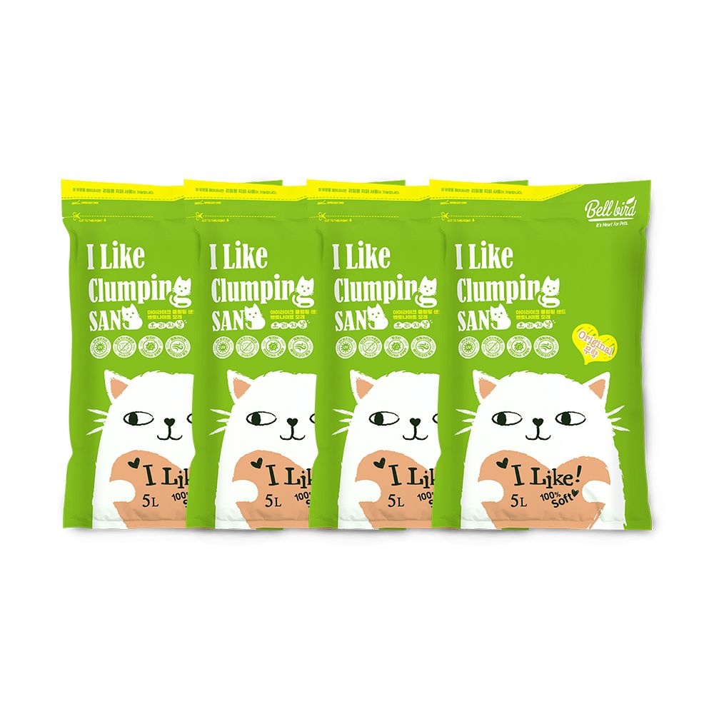 [오늘출발] 벨버드 [L포인트 적립] 벨버드 아이라이크 클럼핑 고양이 벤토나이트 모래 무향 5L x 4개