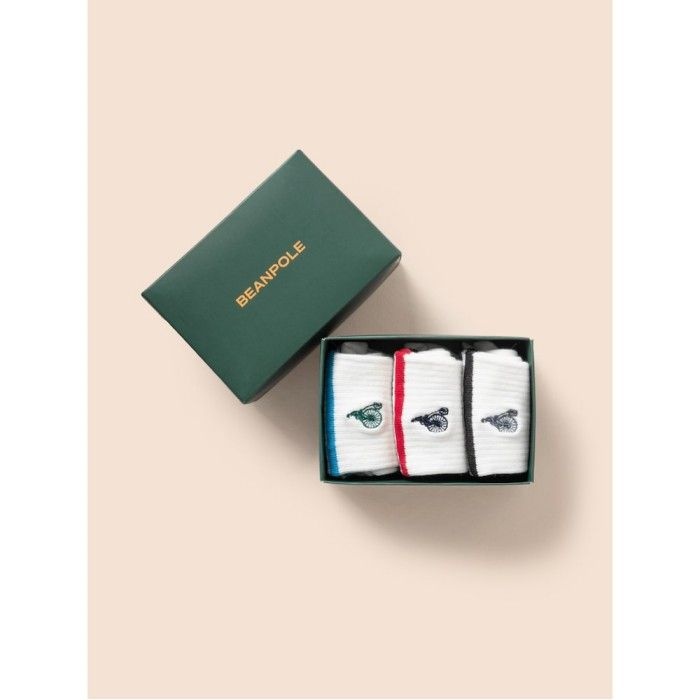 베이직 골지 양말 3족 SET 화이트 (BI61KTU031)