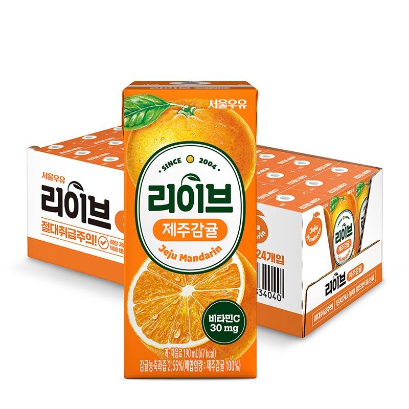 [서울우유]리이브 제주감귤 / 딸기꿀딴지 24팩/48팩 : 롯데ON