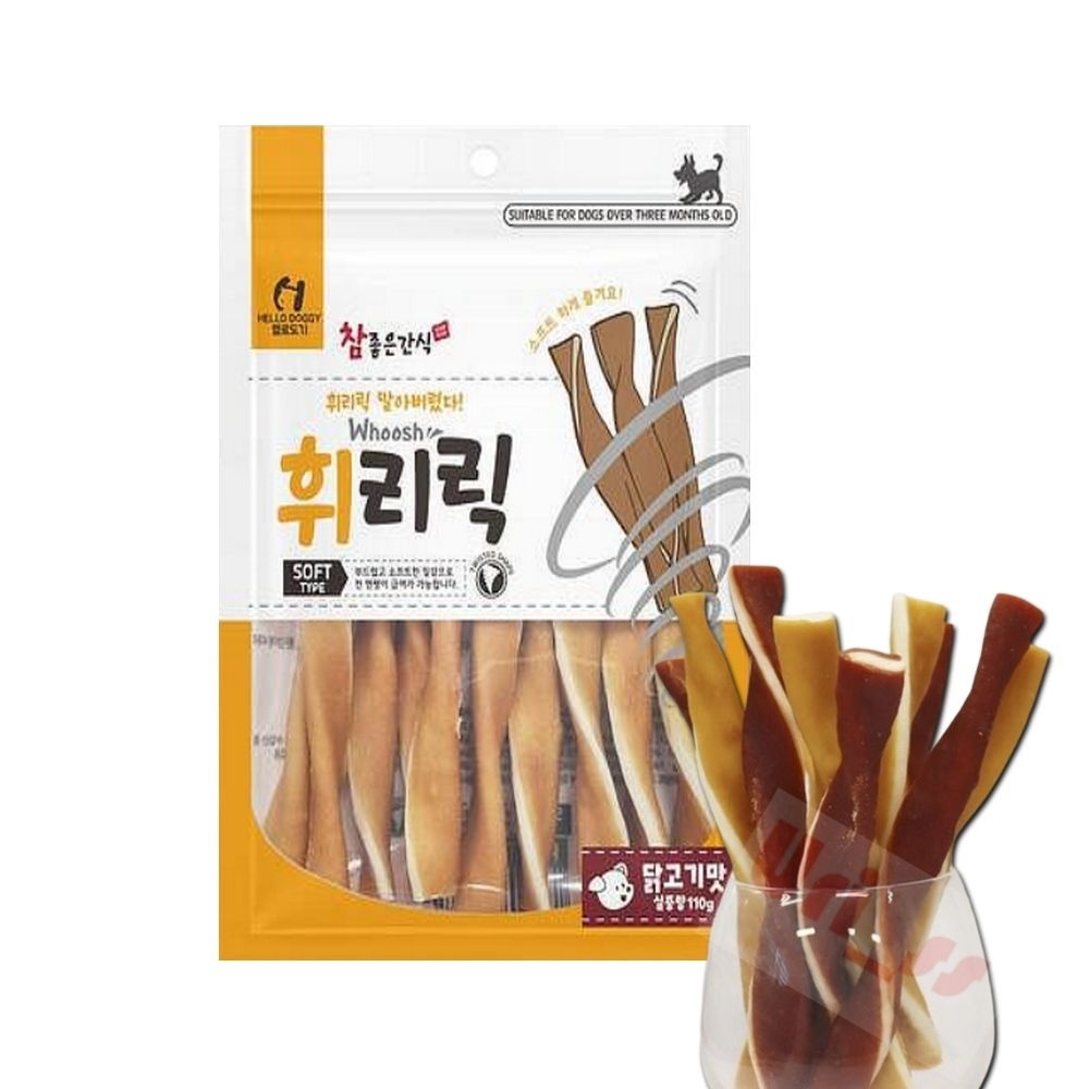 우리상회 헬로도기 휘리릭 닭고기맛 애완견저키 치석제거껌