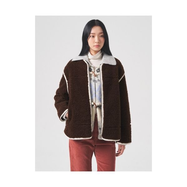 에잇세컨즈 8SECONDS 시어링 지퍼 점퍼 브라운 164Y3VFY2D 202948
