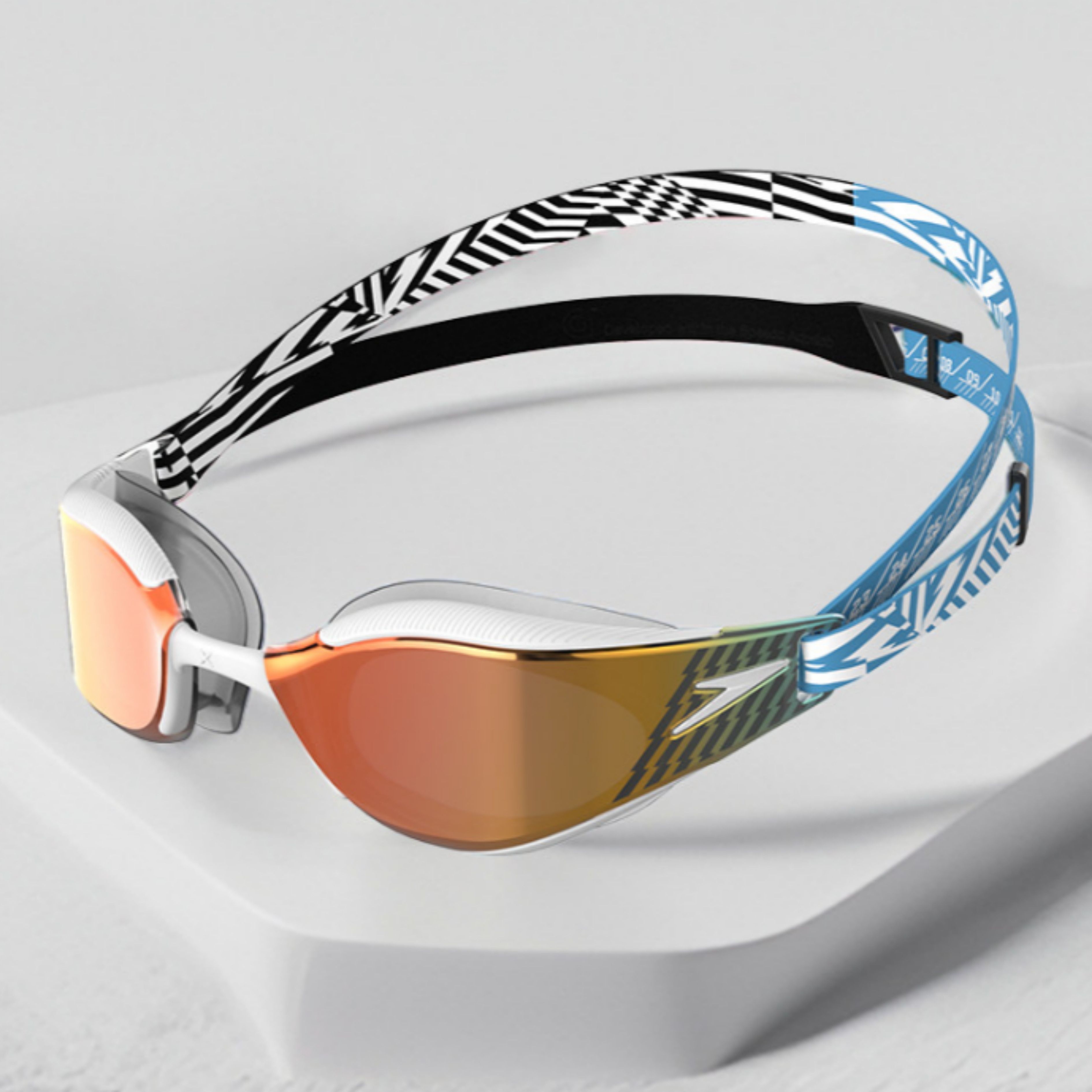 [해외] 스피도 패스트스킨 하이퍼 엘리트 아시안핏 블루블랙 미러 수경 고글 8-1281917556