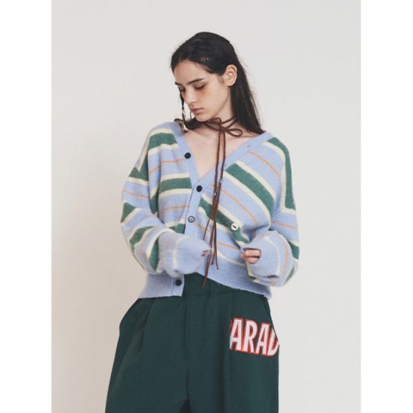 ASIF CALIE <매장정품> 에즈이프캘리 ASIF CALIE MULTI STRIPE CARDIGAN SKY BLUE CA25CCD001SBF 571452