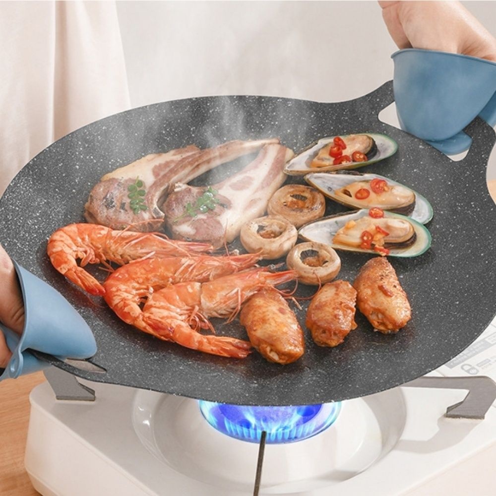 캠핑하우즈 코팅 그리들(30cm) (전용파우치 포함) 흔들림없는 안정적 사용가능 (직화 인덕션 하이라이트 핫플레이