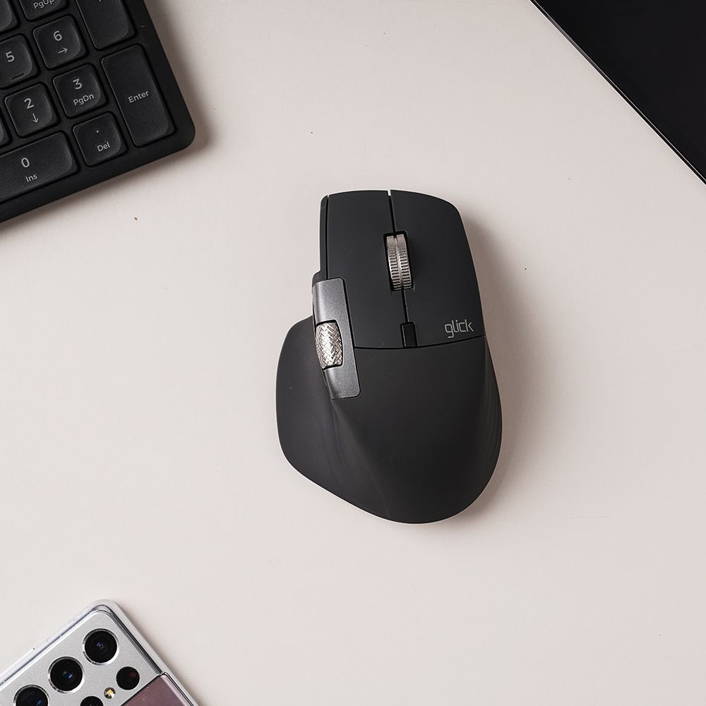 지클릭커 오피스프로 휠마스터 무한 스크롤 가로 휠 블루투스 무소음 세미 버티컬 무선 마우스 OP12 블랙