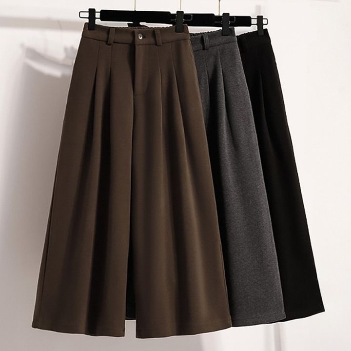 [패션플러스][페이릿][페이릿] [88까지]디로 앞주름 핀턱 뒷밴딩 빅와이드 모직 팬츠