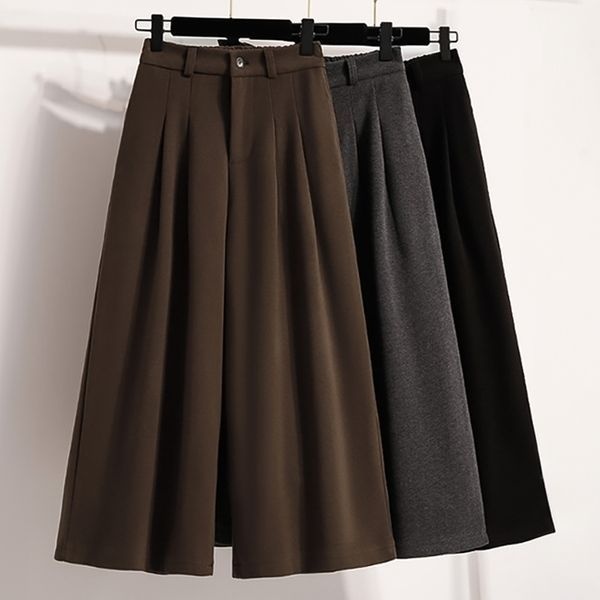 [하프클럽]디로 앞주름 핀턱 뒷밴딩 빅와이드 모직 팬츠