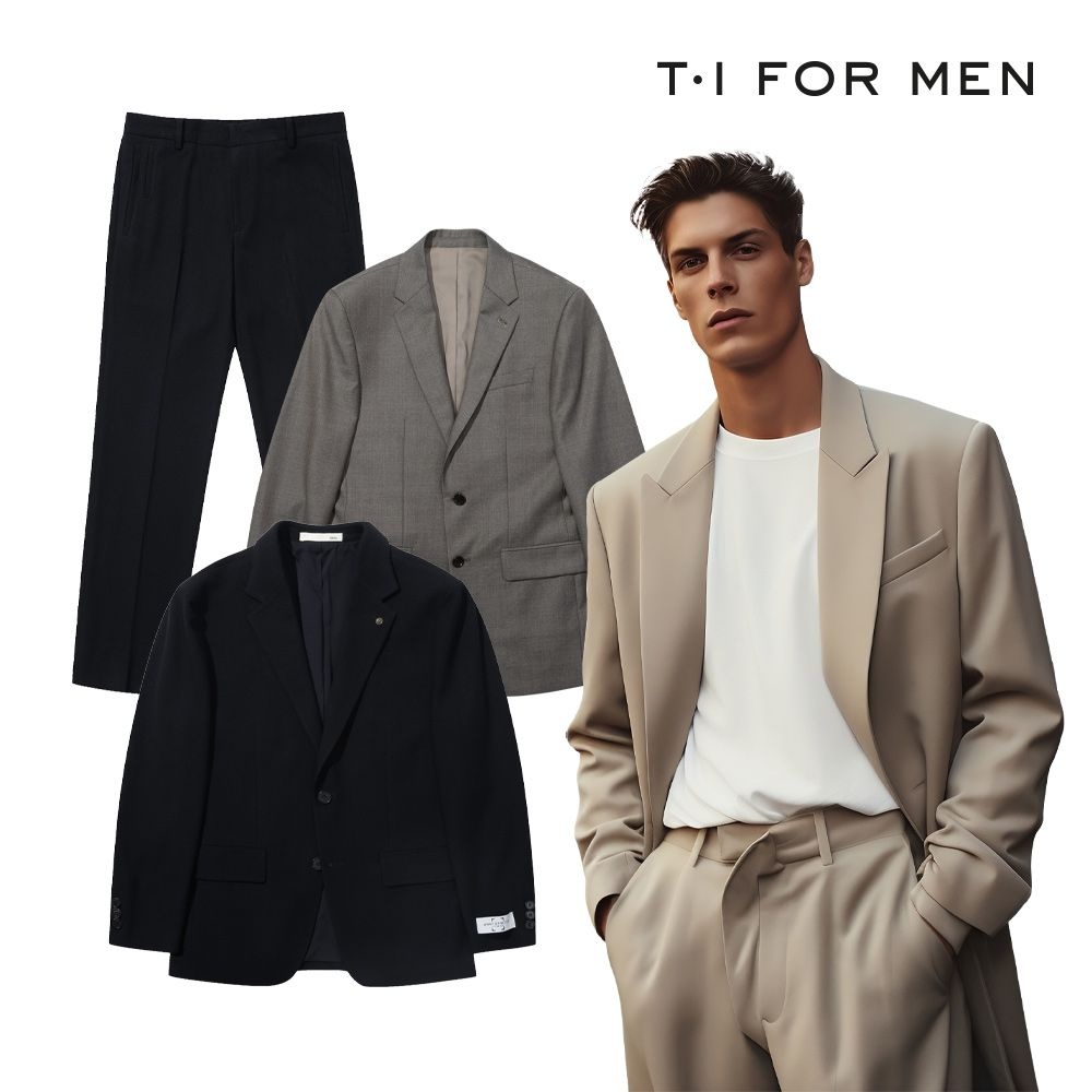 티아이포맨 글렌 체크 울 블렌디드 셋업자켓